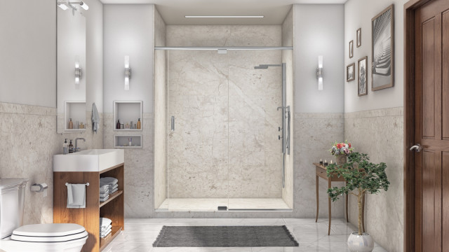 Solid surface shower modern-badezimmer