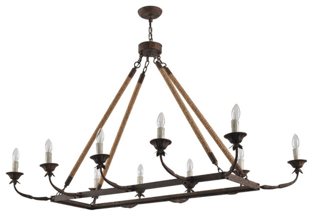 Chandeliers Rope Rectangular Candlely 10-Light Rectangular Chandelier 48