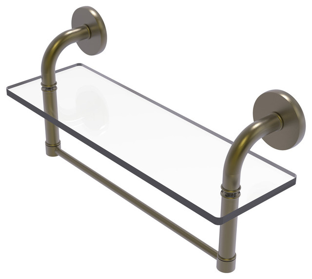 Remi Collection 16" Glass Vanity Shelf With Integrated Towel Bar