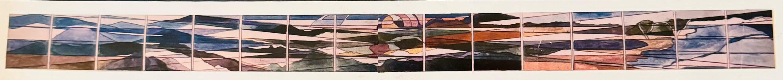 From the Mountains to the Sea -Watercolor Maquette for Mural: 12 Stained Glass P