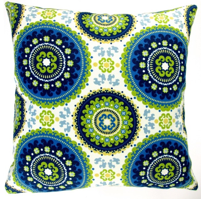 Artisan Pillows 18 Indoor//Outdoor Modern Geometric Ikat Throw Pillow Indigo Blue Set of 2
