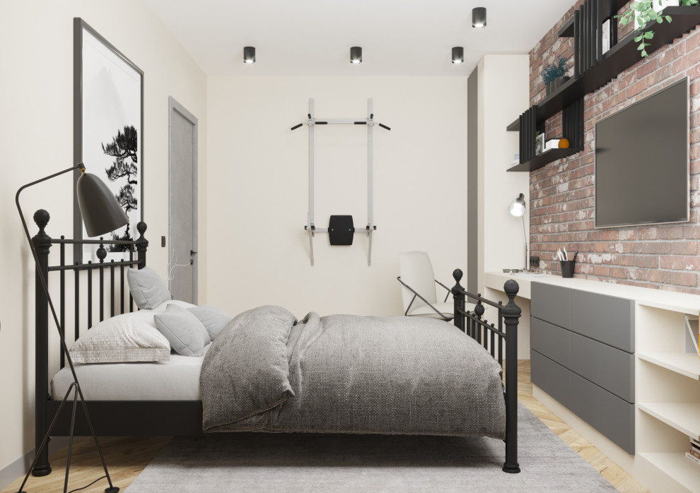 Дизайн спальной комнаты в стиле лофт