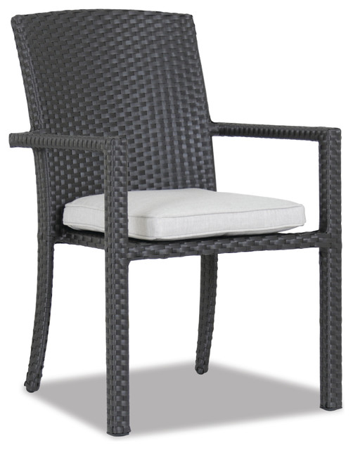Solana Dining Chair With Arm With Cushions, Cast Silver