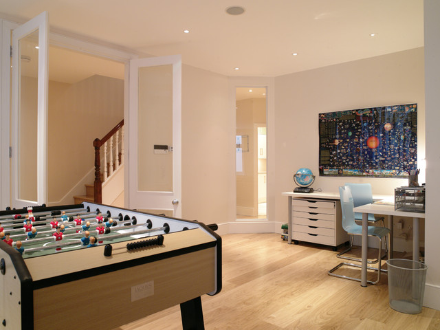 Basement games and study space contemporary-vardagsrum