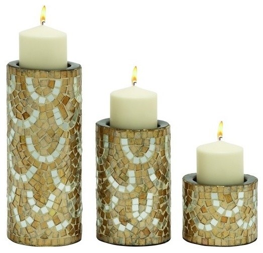 Metal Mosaic Candle Holder, Set of 3 Candleholders by ABC