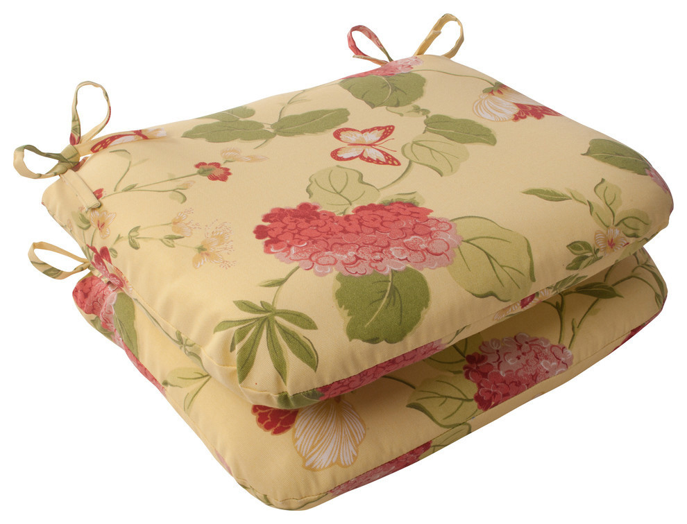 Risa Lemonade Rounded Corners Seat Cushion, Set of 2 Traditional