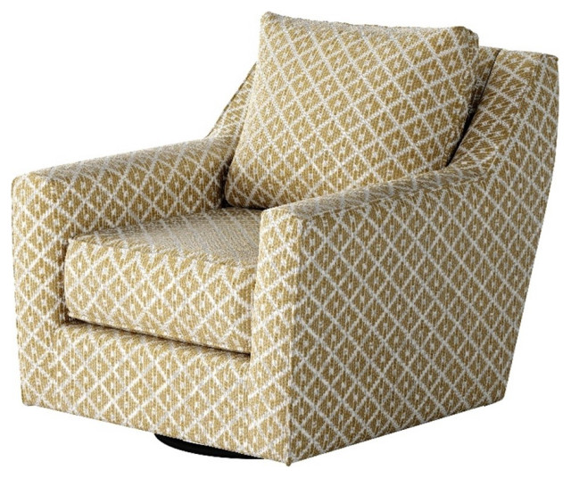 Southern Home Furnishings Owen Straw Swivel Glider Accent Chair in Gold Finish Contemporary