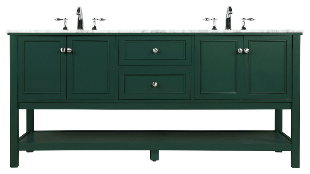 72" Double Bathroom Vanity, Green, Vf27072Dgn - Contemporary - Bathroom ...