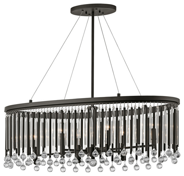 Piper 6-Light Oval Chandelier, Espresso/Clear Crystal Glass