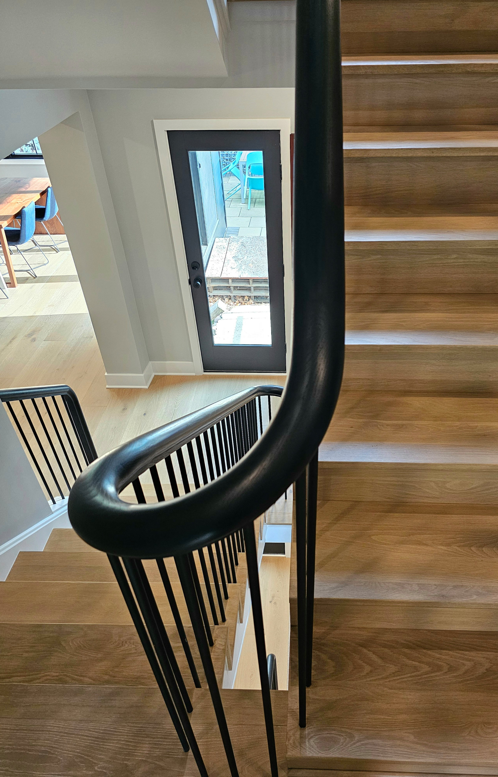 115_Stunning Continuous Rail System on 3 Story Floating Stairs; Arlington, VA 22