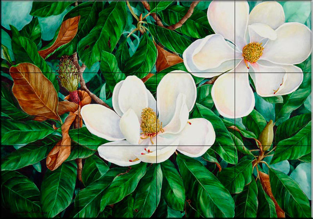 Tile Mural, Magnolia Grandaflora by Joan Heflin Rankin