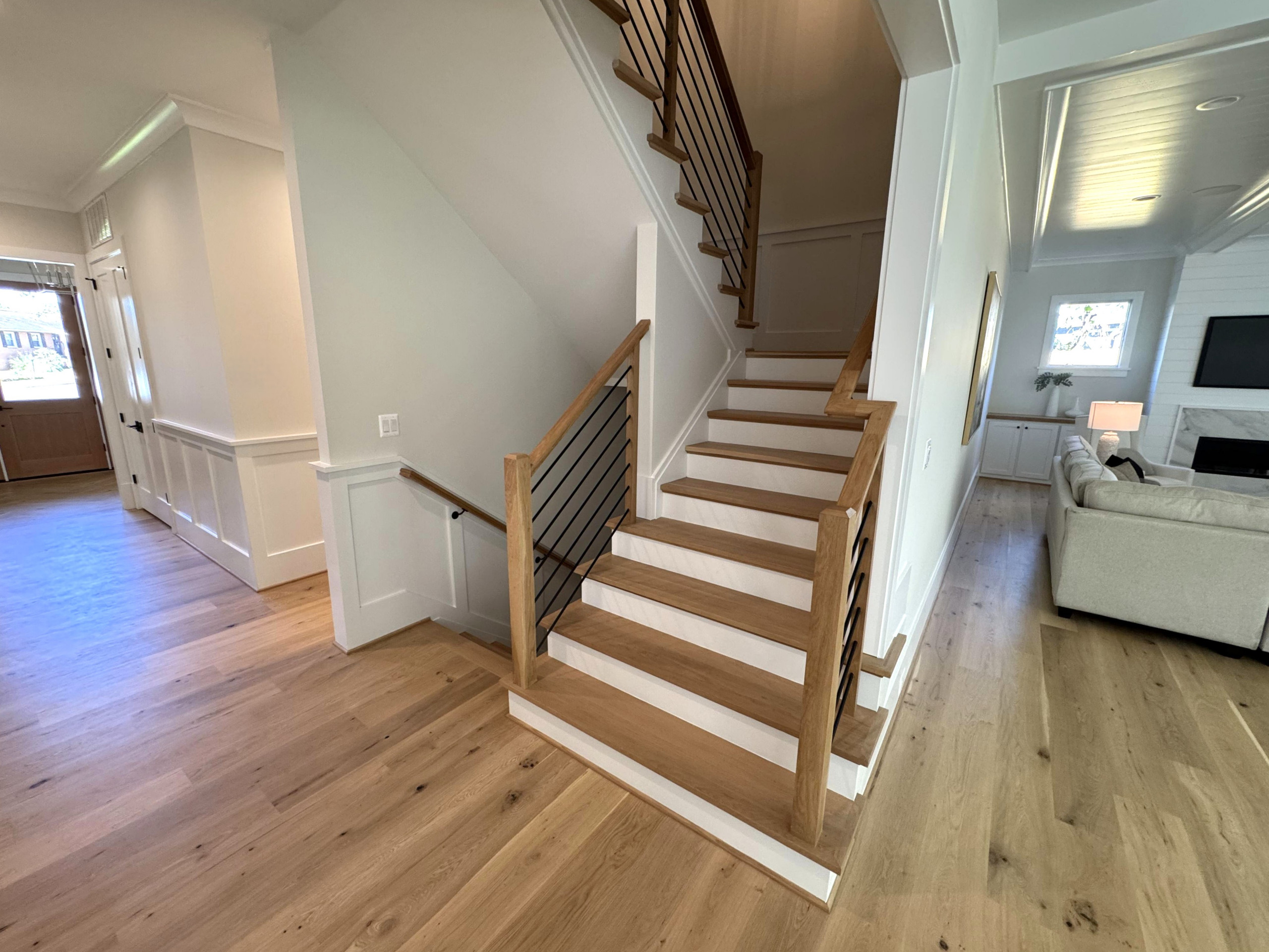 140_Modern White Oak Stair with Horizontal Bar Rail, Falls Church, VA 22043