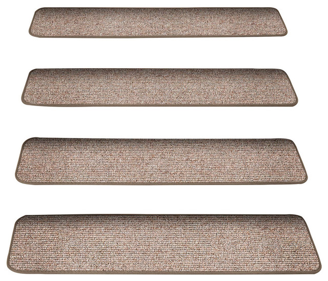 Set Of 12 Attachable Carpet Stair Treads Pebble Beige Contemporary Attachable Carpet Stair Treads Pebble Beige Set Of 12 8 X23