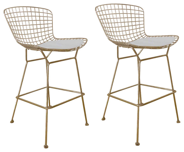 Gold Shuttle Stools Set Of 2 Contemporary Bar And Gold Shuttle Stools Set Of 2 Contemporary Bar And Counter By Pangea Home