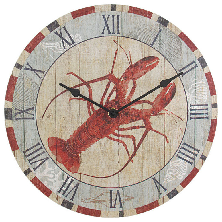 12 Inch Diameter Maine Lobster Kitchen Wall Clock Nautical
