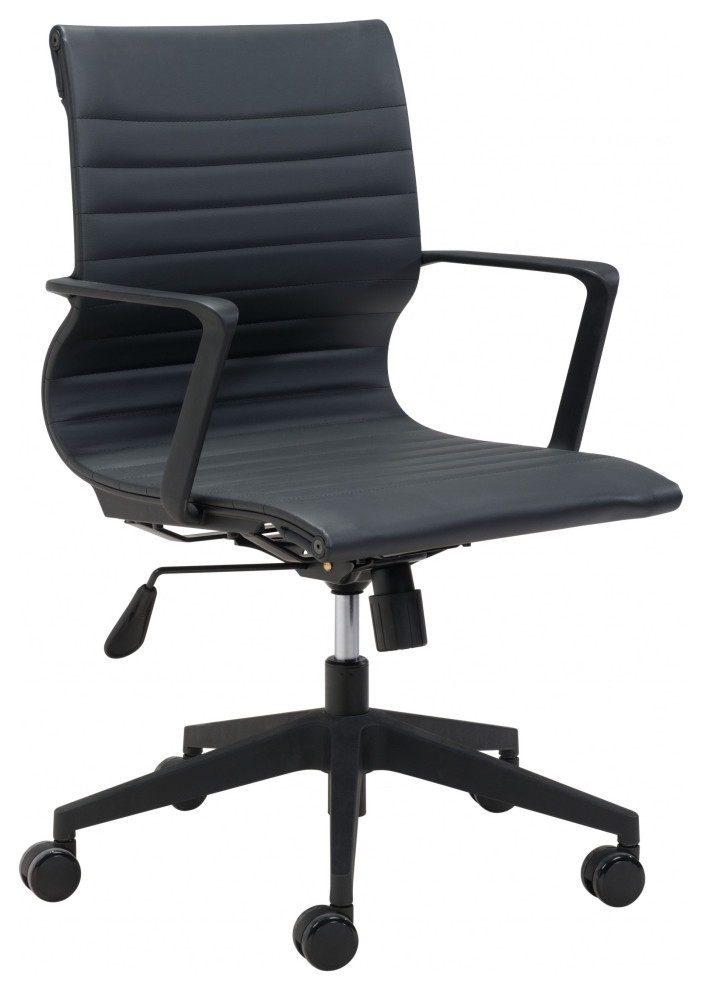 Mod All Black Faux Leather Office Chair Contemporary Office Chairs