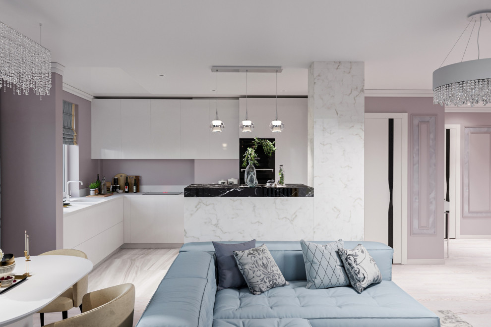 Дизайн гостиной и коридора