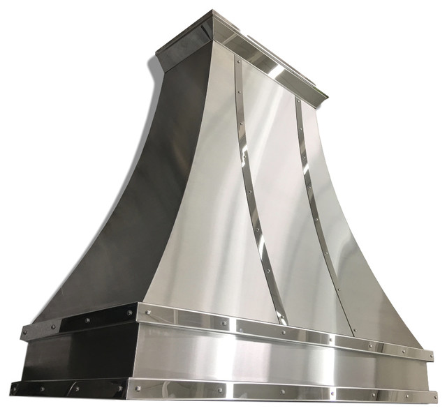 Mirrored Stainless Steel Range Hood Transitional Range
