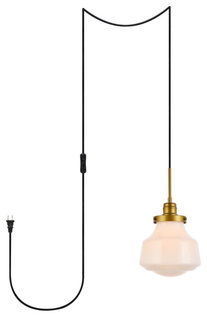 Lye 1-Light Plug in Pendant in Brass & Frosted White