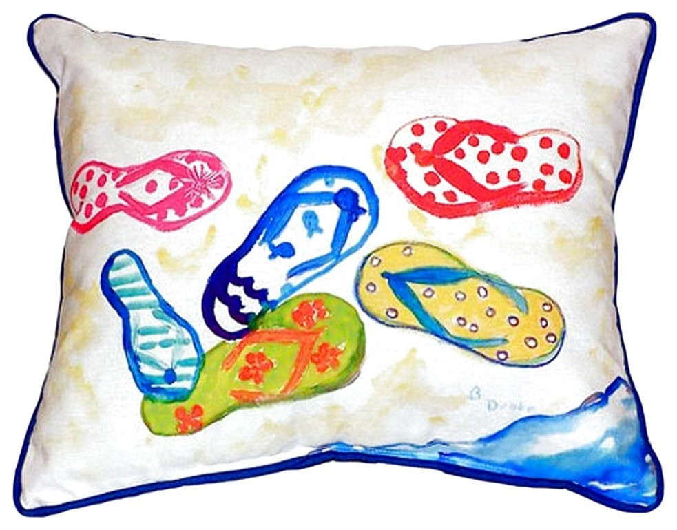 Six Flip Flops Small Indoor/Outdoor Pillow 12x12 Set of Two, 12