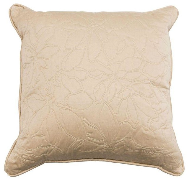 Pre-owned Beige Pillow With Floral Embroidery