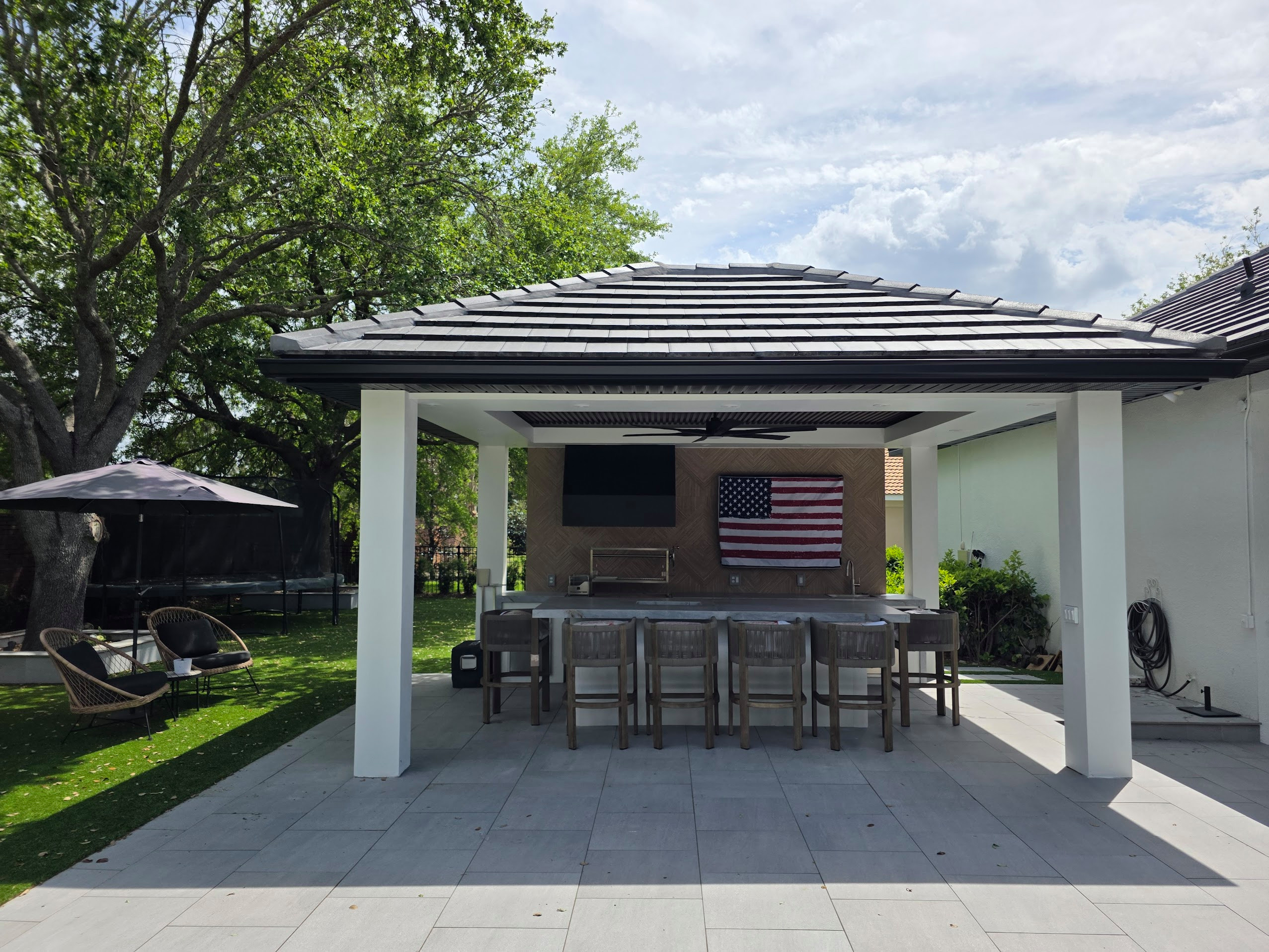 Pool Deck and Gazebo with Summer Kitchen