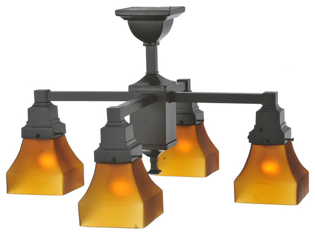 22W Bungalow Frosted Amber 4 LT Chandelier
