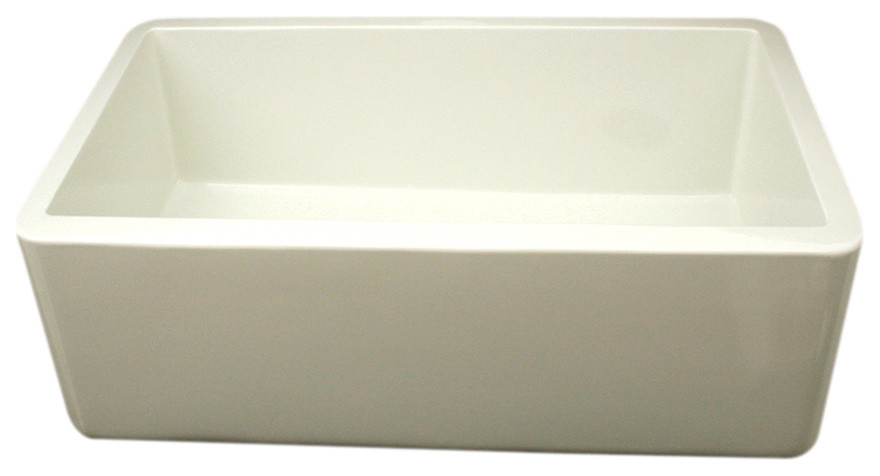 Duet Reversible Fireclay Sink With Smooth Front Apron, Biscuit