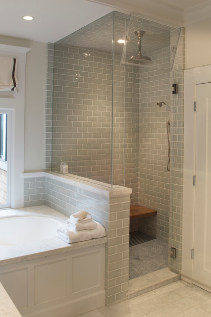 Master Bathroom with Glass-Enclosed Steam Shower ...