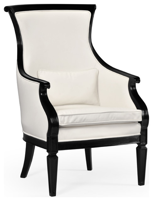 Upholstered Occasional Chair Cream Leather Traditional
