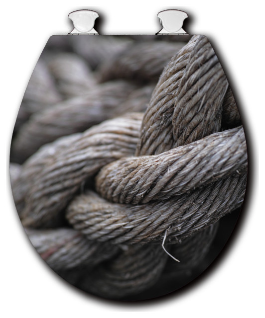 White Toilet Seat, Heavy Gauge Sea Rope Beach Style Toilet Seats