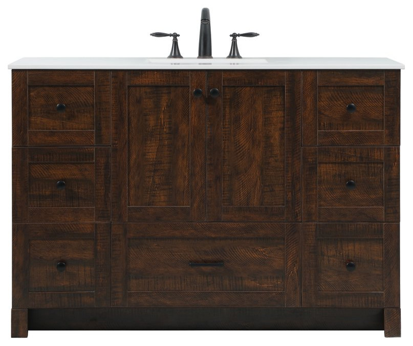 19" Farmhouse ExpressoLight Bathroom Vanity, 48" Rustic Bathroom Vanities And Sink Consoles