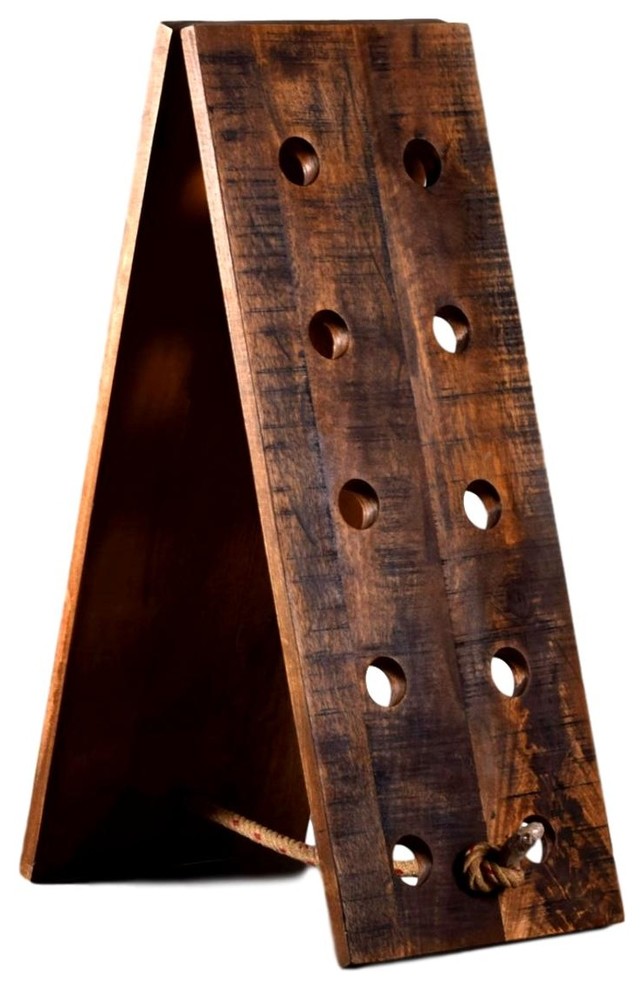 Rustic Wood Plank Standing Wine Rack, 10 Bottle Vintage Style Holder