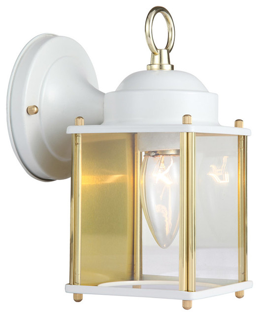 Coach 1 Light Polished Brass Outdoor Downlight Traditional Coach 1 Light White Outdoor Downlight