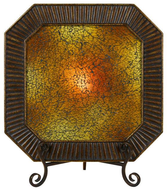 Cal Lighting TA318Pt 15W Elizabethe Plate With Crackel Glass