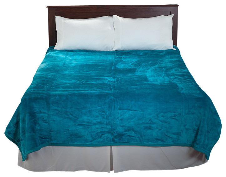 Lavish Home Solid Soft Heavy Thick Plush Mink Blanket 8 pound - Aqua