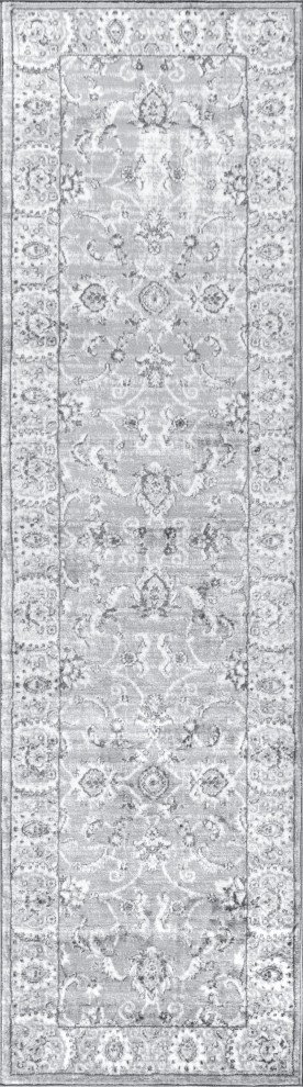 Modern Persian Vintage Light Grey 2' x 8' Runner Rug