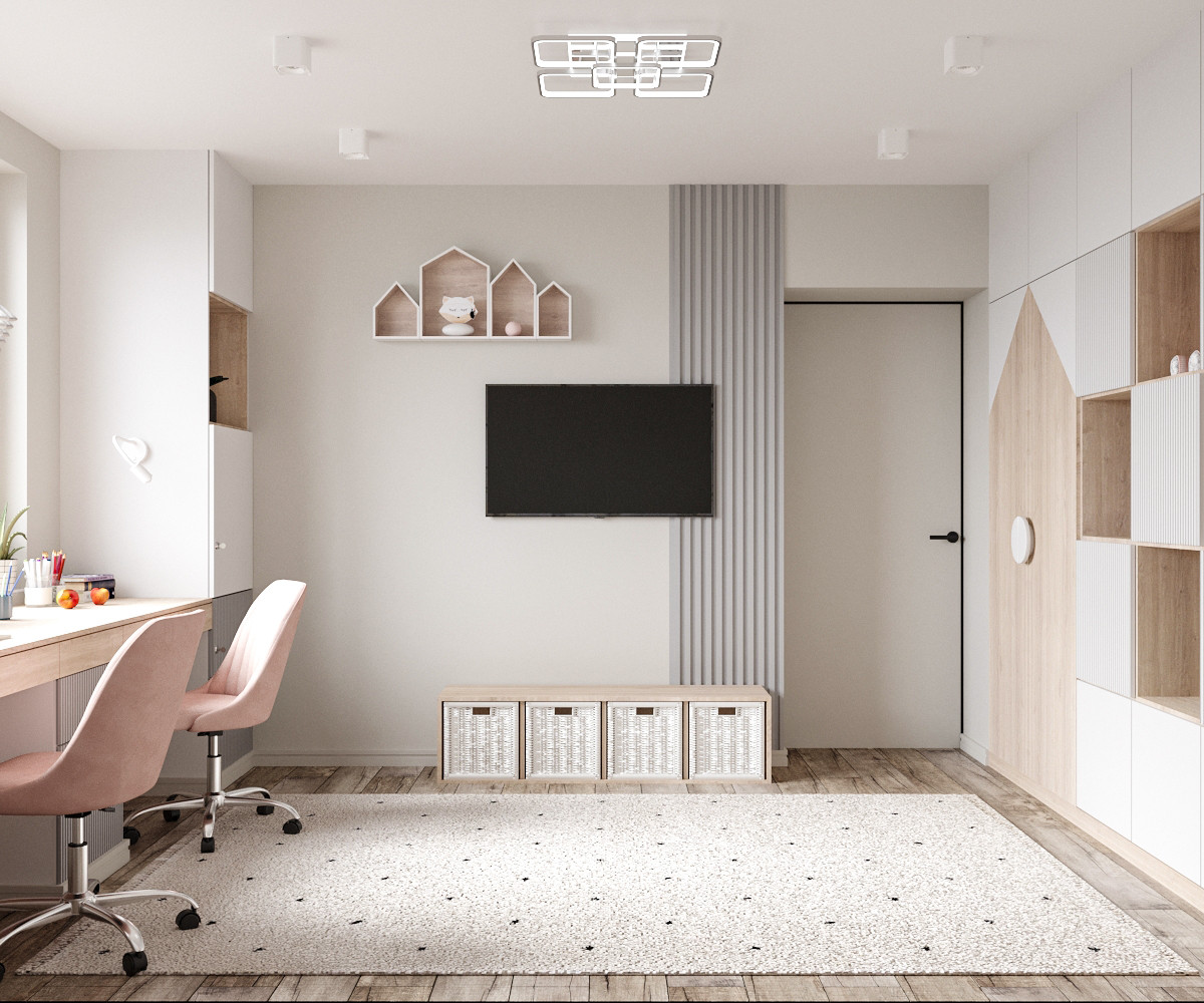 Современные оттенки серого и уютного дерева)