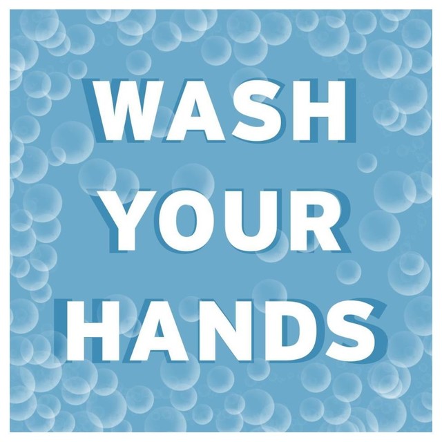 "Bathroom Signs Bubbles Wash Your Hands" Paper Print by BG.Studio