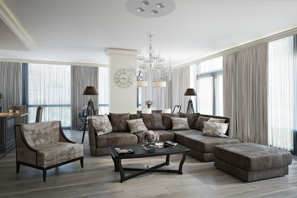 Текстиль на элекроуправляемых карнизах.