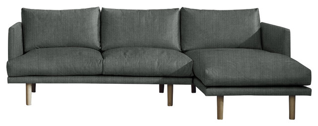 Ottilie Chaise Sofa, Pewter, 3 Seater, Right Hand Facing