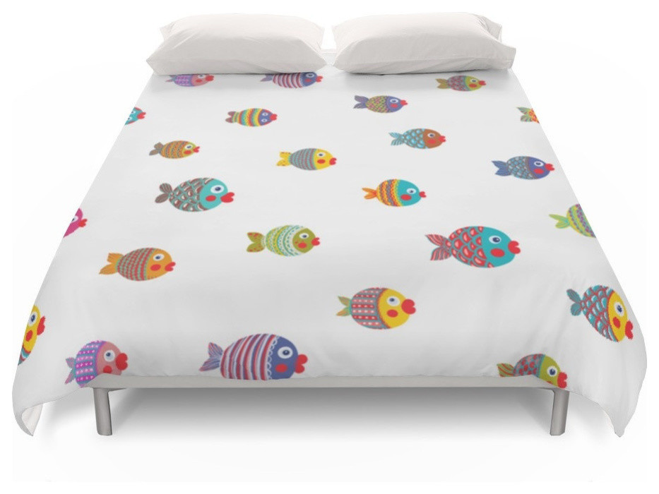 Fish Collection Brightly Colored Duvet Cover Beach Style Duvet