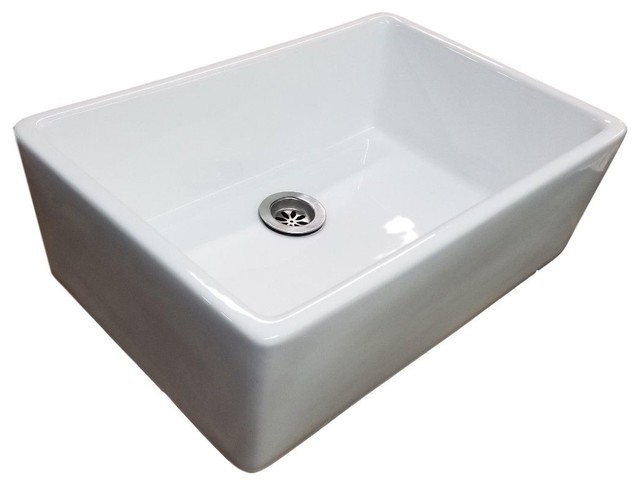 24 White Fireclay Farmhouse Apron Studio Bathroom Sink With Drain Kit Contemporary Bathroom Sinks By Hardware Supply Source Houzz