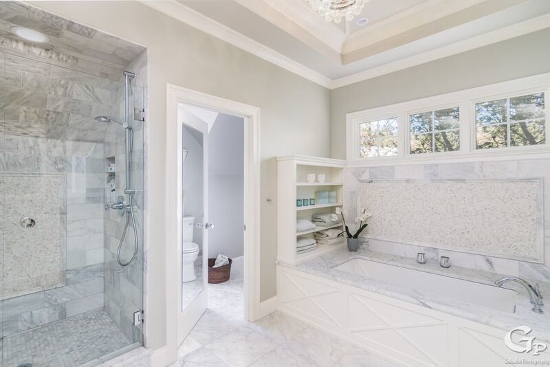 Classic white master bathroom