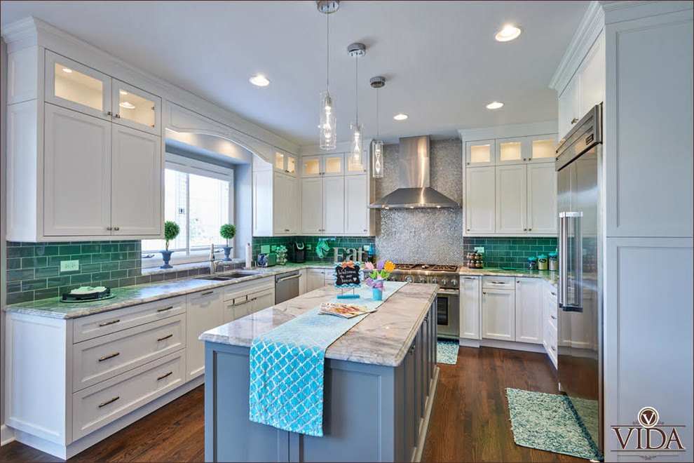 Kitchen - transitional u-shaped kitchen idea in Chicago