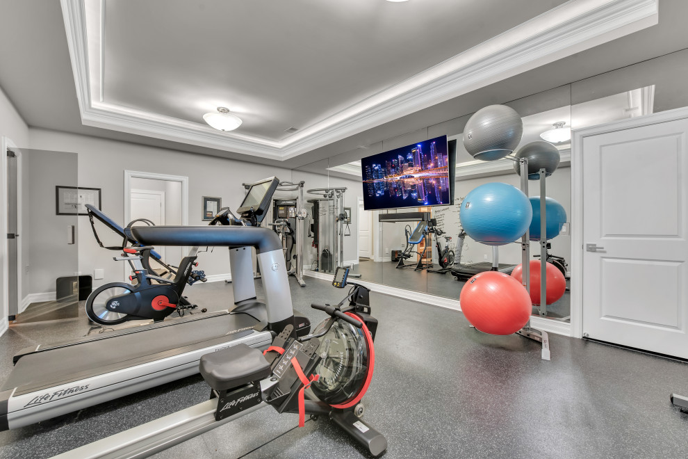 Inspiration for a contemporary home gym remodel in Detroit