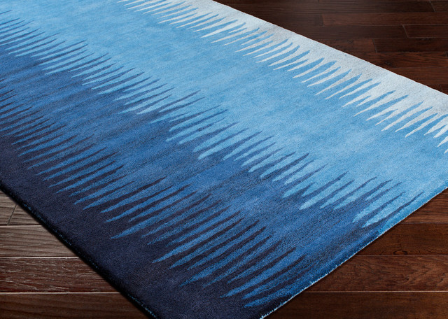 Tufted Wool Blue Ombre Rug, Blue Ombre Rug