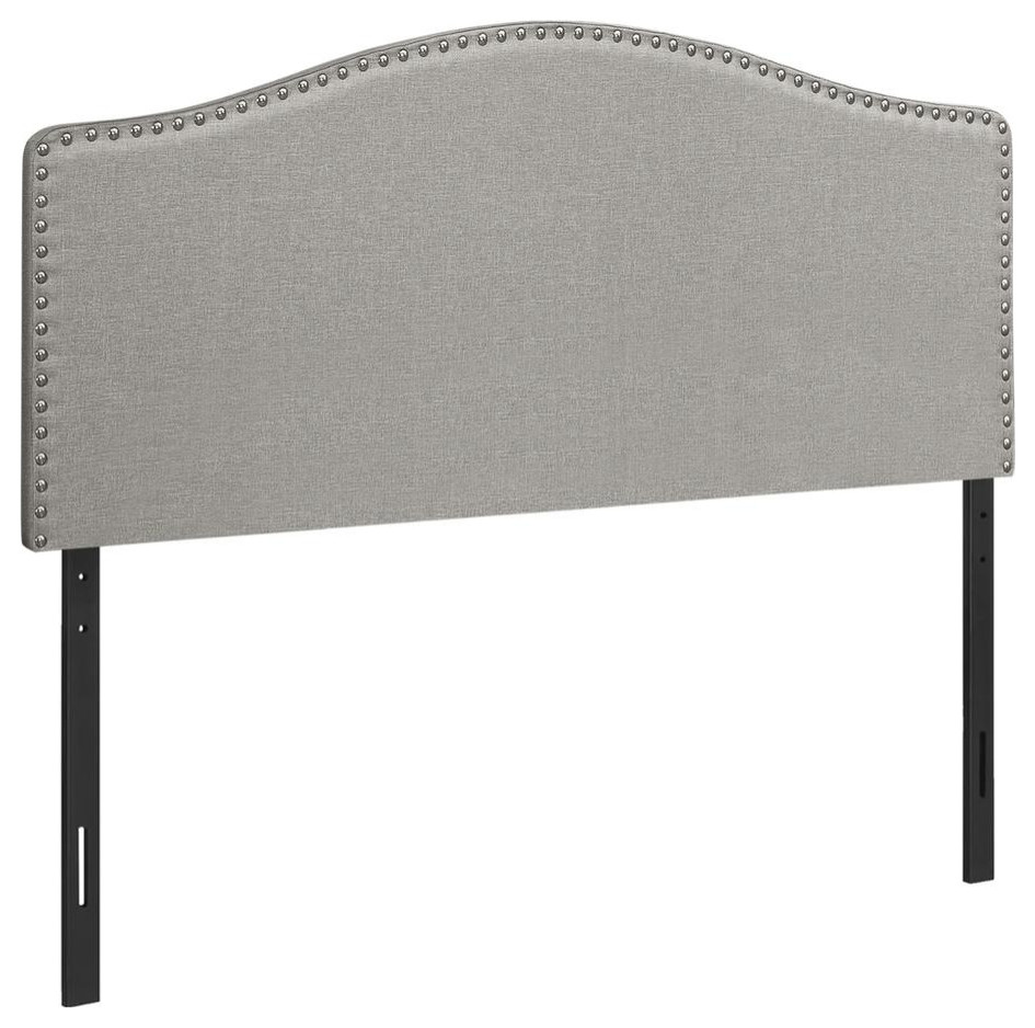Bed Queen Size, Grey Linen Headboard Only Contemporary Platform