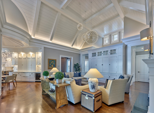 New Construction - Transitional maritim-vardagsrum