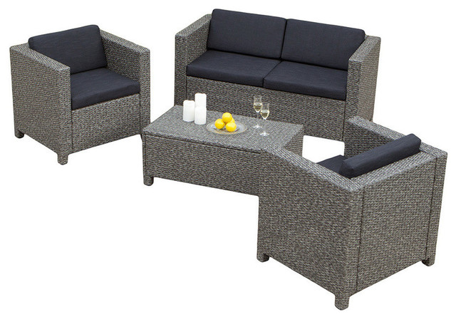 Gdf Studio 4 Piece Venice Outdoor Wicker Sofa Set Tropical Gdf Studio 4 Piece Venice Outdoor Wicker Sofa Set Tropical Lounge Sets By Gdfstudio